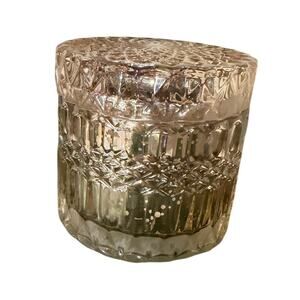 Leoben Co TOBACCO SANTAL Soy Wax Candle Reusable MERCURY GLASS FACETED JAR w/Lid